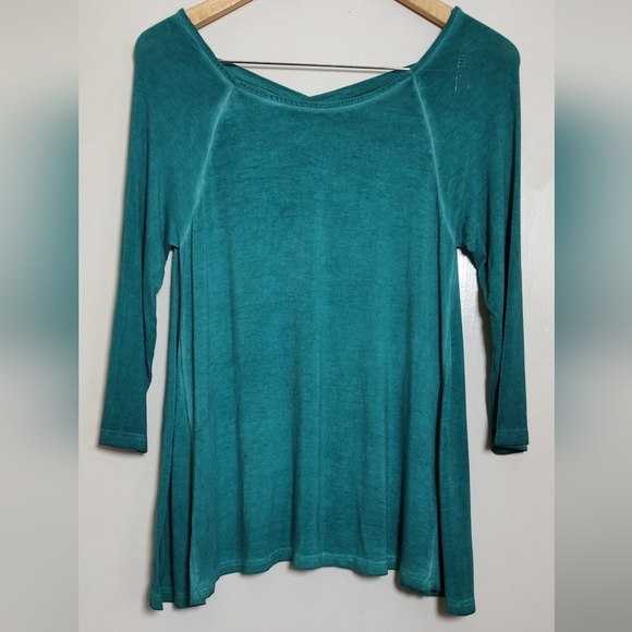 Source Unknown Tops - Women's Scoop Neck Teal Burn Out Top